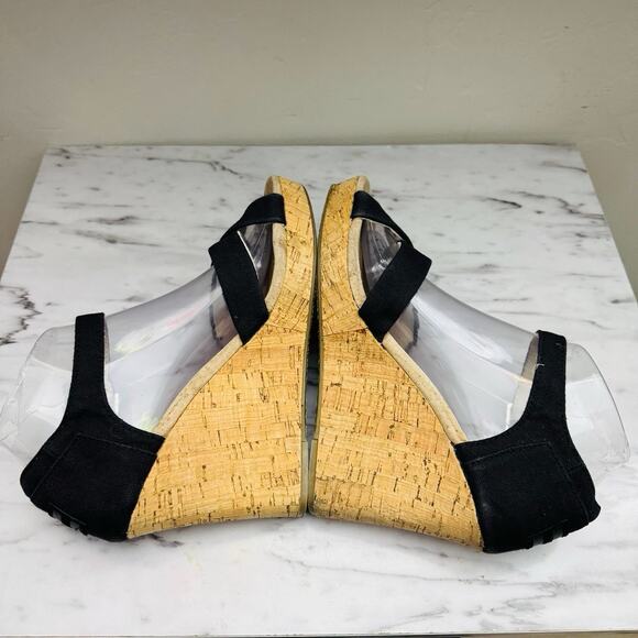 TOMS Clarissa Black Suede Leather Wedge Sandal Women’s Size 8.5 - Picture 6 of 10